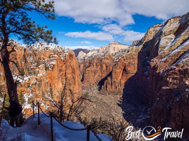 The deep Zion Canyon view from the beginning of the ridge.