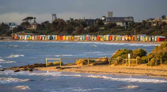 The 82 Bathing Boxes from the distance.