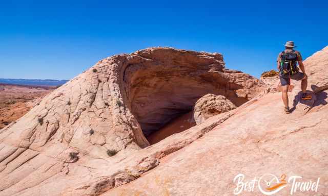 A hiker at higher elevation looking into the Cosmic Ashtray