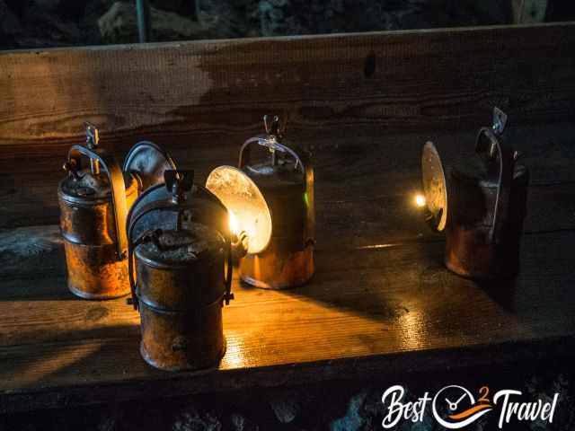 Carbide lamps which are used inside