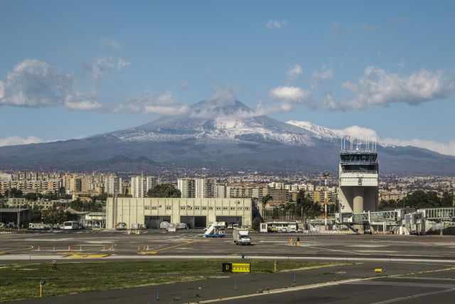 View to Etna from the airport