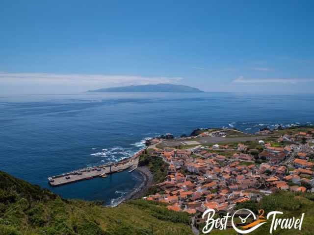 The Corvo village and jetty.