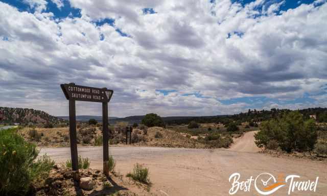 Dirt road signs at the crossing