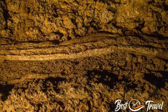 The different volcanic layers inside Natal cave