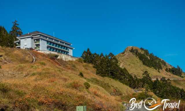 The hotel and one of three peaks of Hehuan Mountain