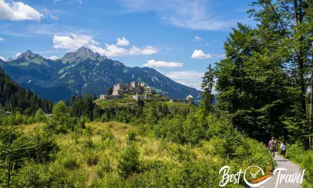 Hiking path and Burg Ehrenberg Castle in the distance