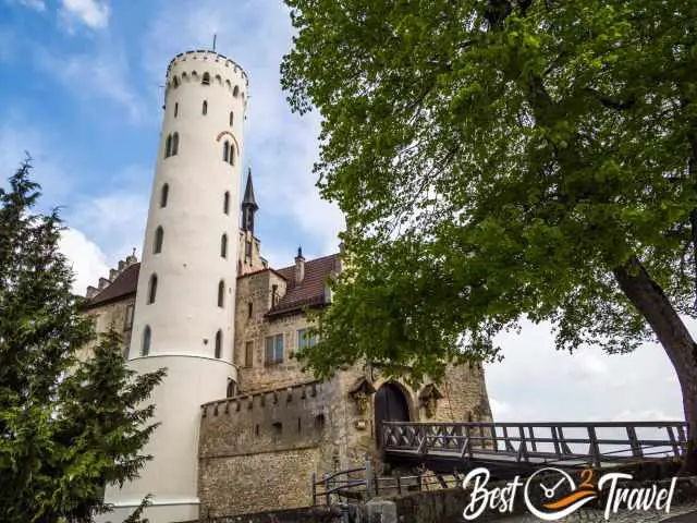 View to Lichtenstein Castle and the entrance bridge