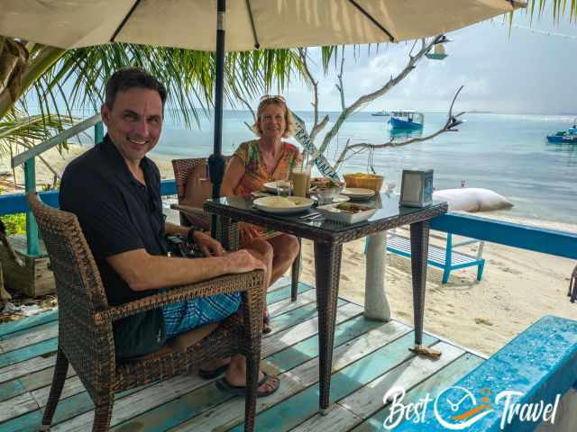 A big lunch at the sea.