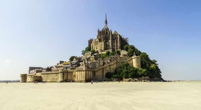 Mont Saint Michel view from the seabed at low tide.
