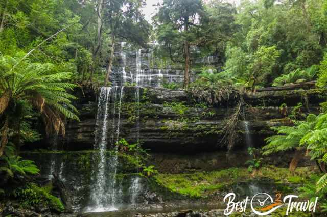 The Russell Falls from the closest viewpoint.