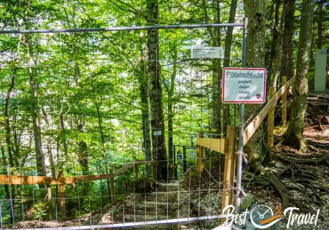 The fenced Pöllat Gorge - Pöllatschlucht in summer.