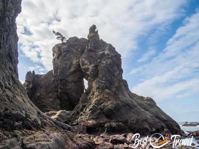 Another interesting rock formation and arch at low tide.