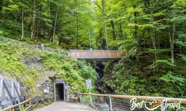 Partnach Gorge entrance and bridge.