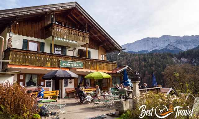 Hintergraseck Alm with beer garden.