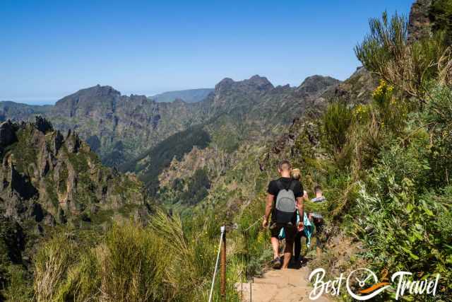 A group of hikers on the Pico Arieiro trail