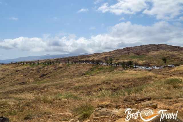 View from the trail back to the full car park