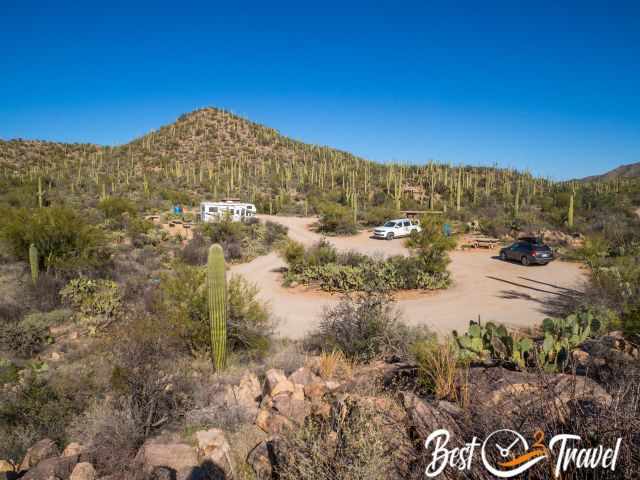 Picnic area and parking lot in a circle