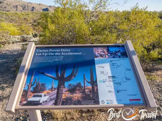 Info board and map of Saguaro East Section.