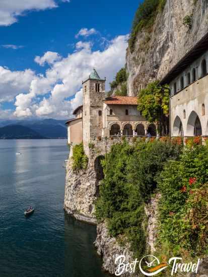 The famous view of Santa Caterina with Lago Maggiore and the mountains in the back