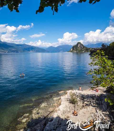 People swimming in Lago Maggiore in September