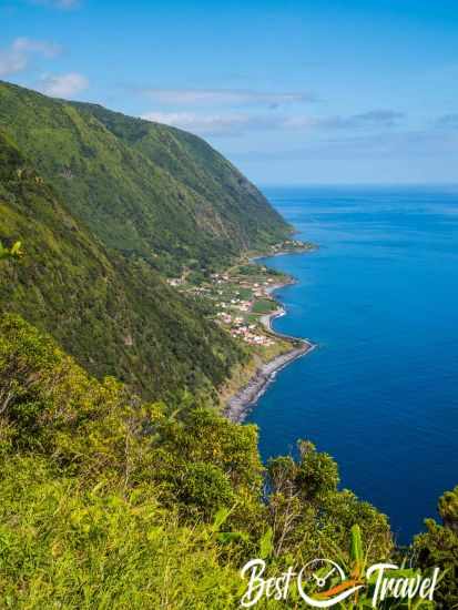 View to two Fajas in the south in Sao Jorge