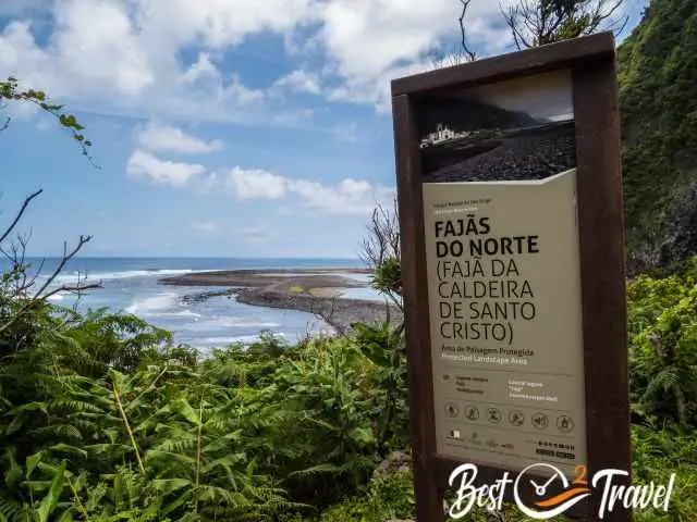 Faja da Caldeira de Santo Christo and information sign