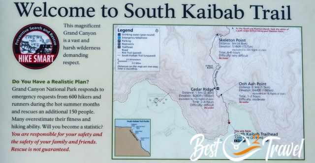 South Kaibab Trailhead to Skeleton Point