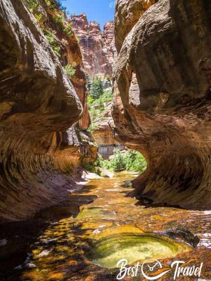 The Subway Cave and the towering walls around on a sunny day