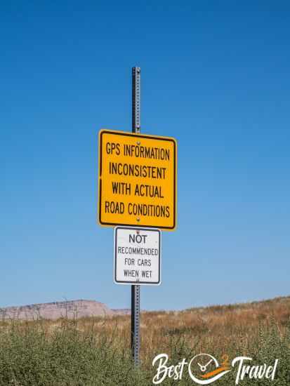 Information road sign - not accessible when wet.