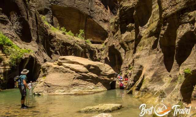 Rock climbing and a deep pool