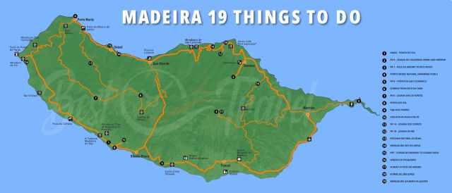 Map Madeira with 19 Highlights